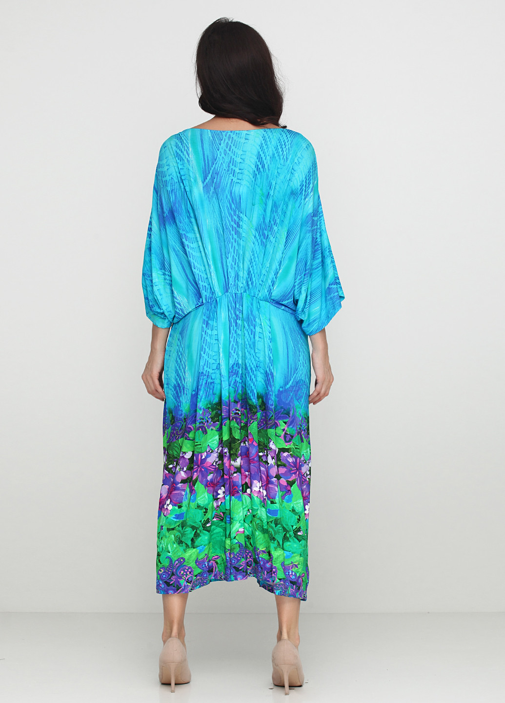 Блакитна кежуал сукня Sassofono з абстрактним візерунком