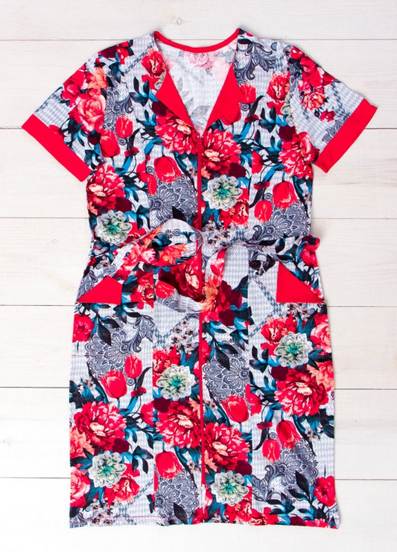 Червона всесезон халат жіночий р. 48 півонії (червоний) носи своє (-005-v40) Носи своє 8055