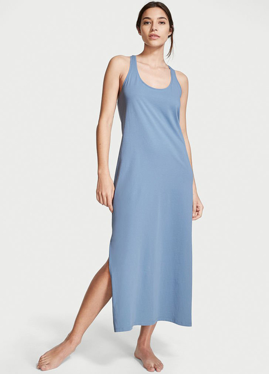 Серо-голубое домашнее платье платье-майка Victoria's Secret однотонное