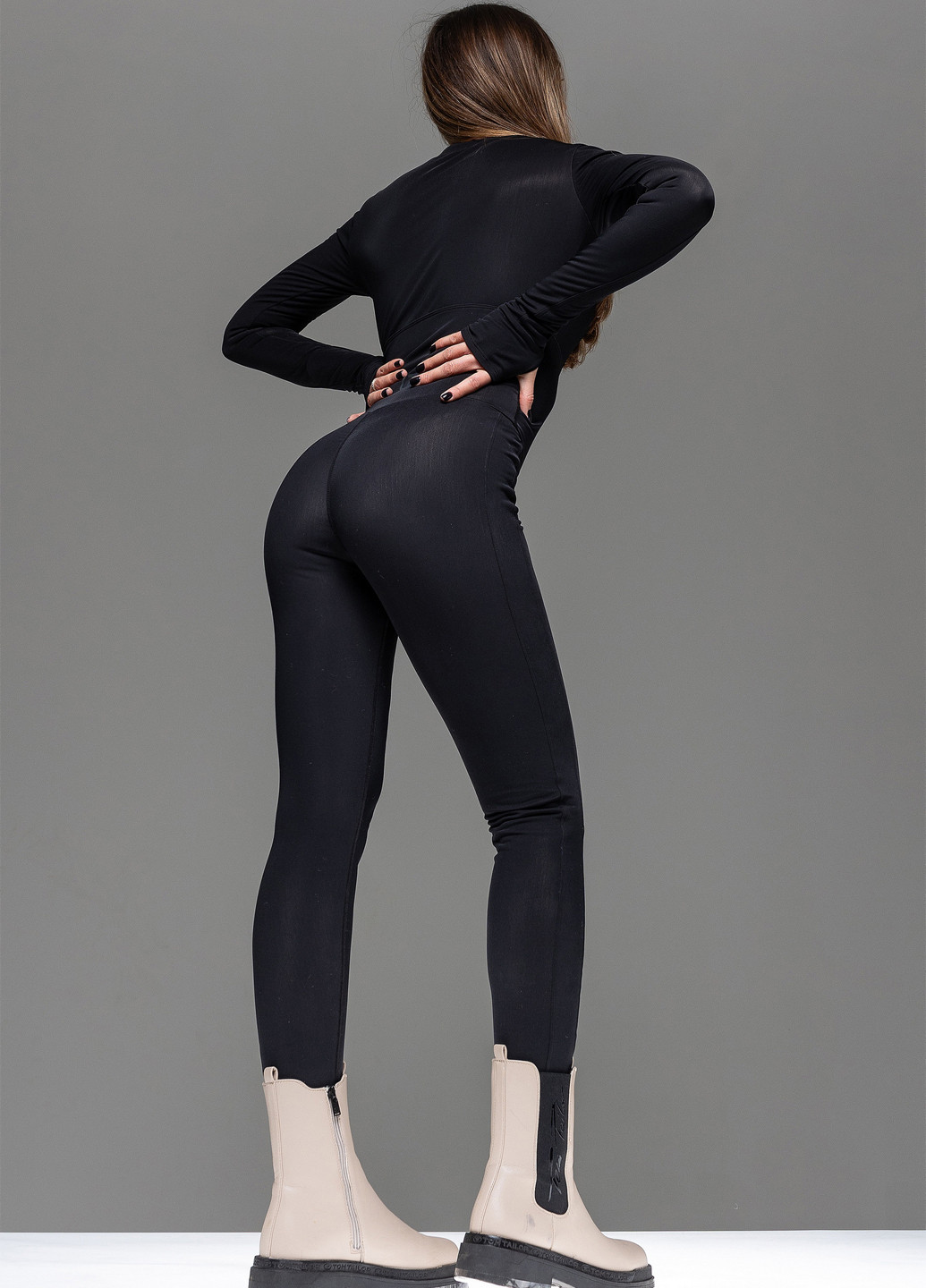 Утеплений комбінезон із корсетом TOTALFIT комбінезон-брюки однотонний чорний кежуал поліамід