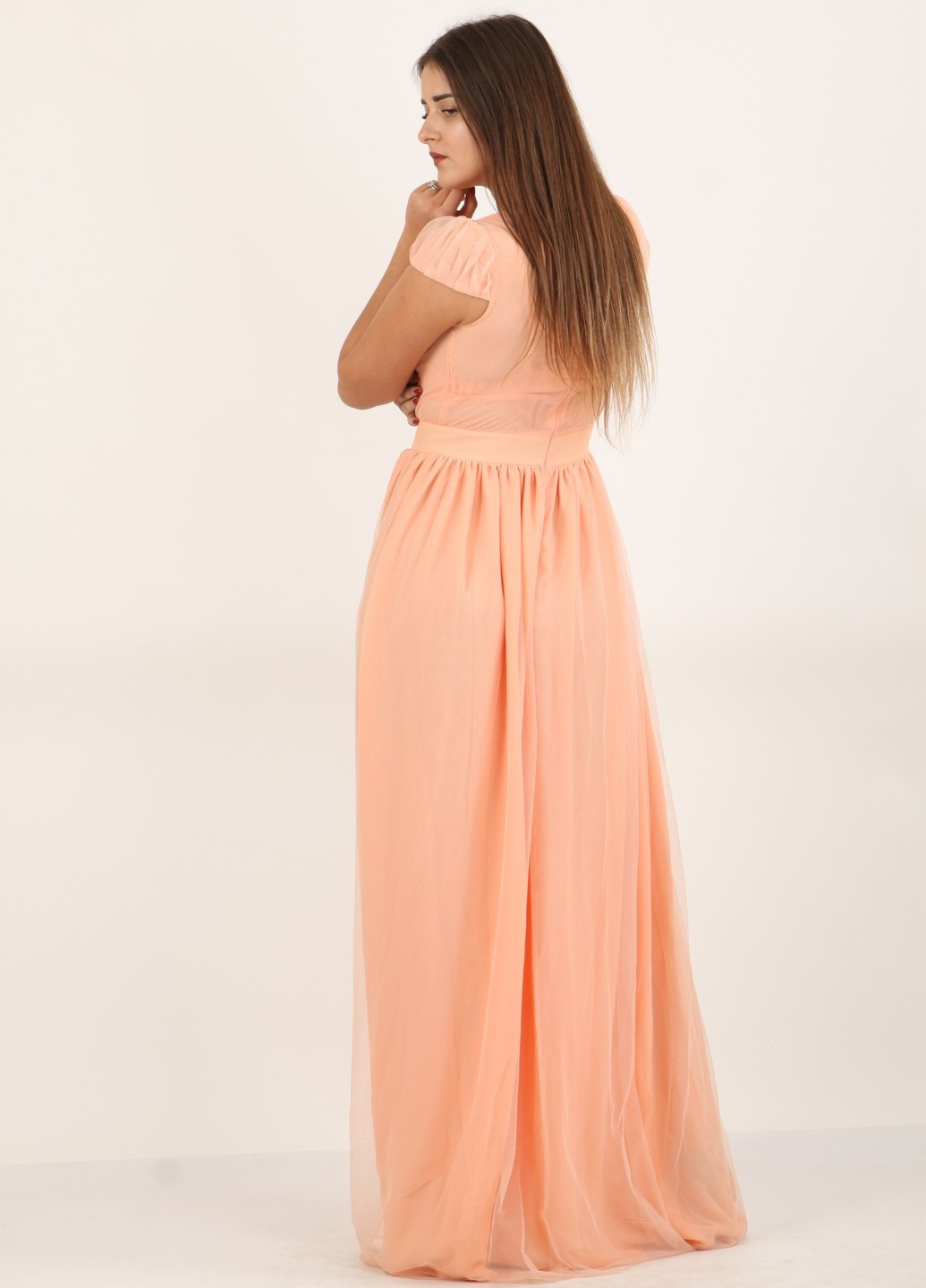 Персикова вечірня плаття, сукня Enna Levoni однотонна