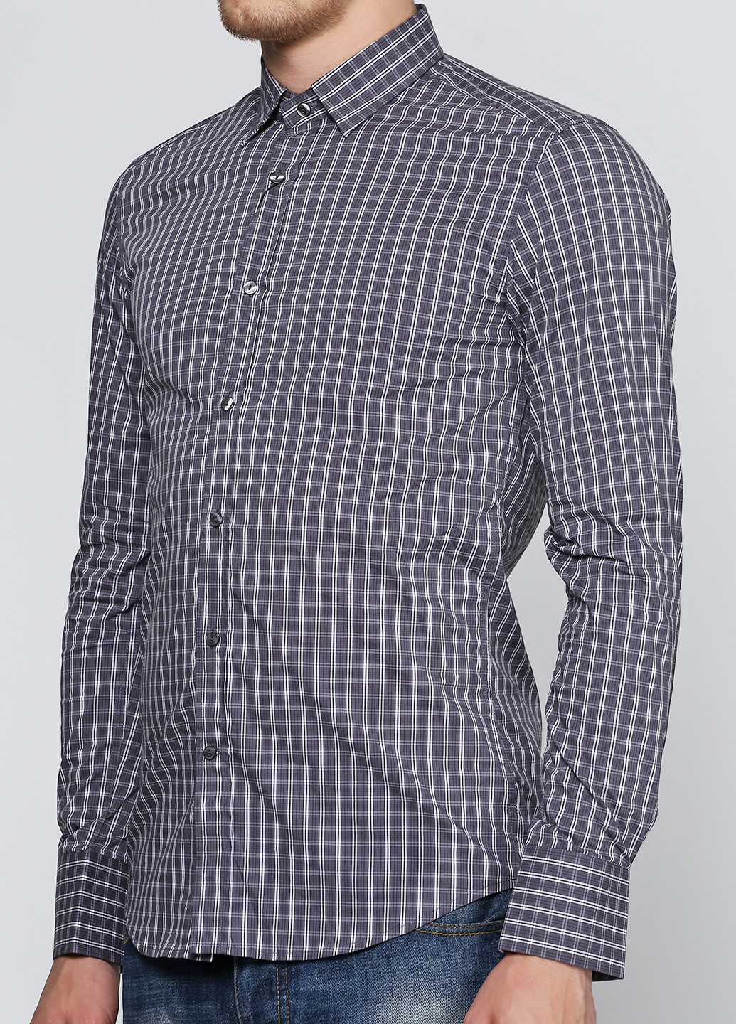 Темно-серая кэжуал рубашка в клетку Antony Morato с длинным рукавом