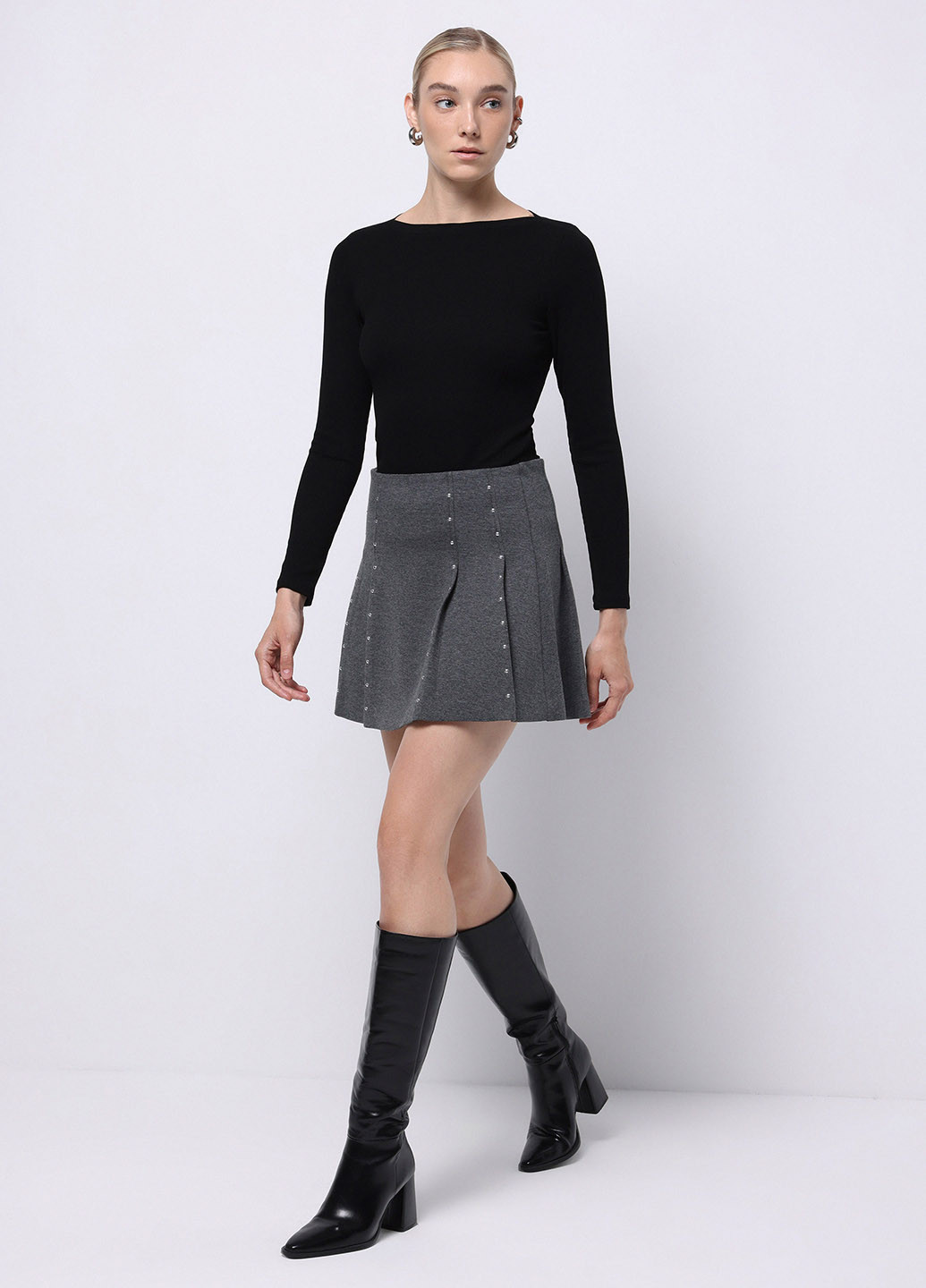 Темно-серая кэжуал однотонная юбка Colin's а-силуэта (трапеция)