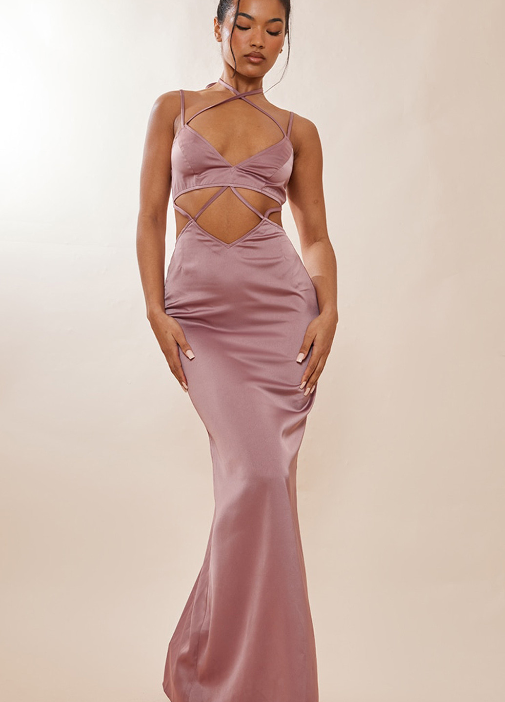 Розово-коричневое кэжуал платье платье-комбинация PrettyLittleThing однотонное