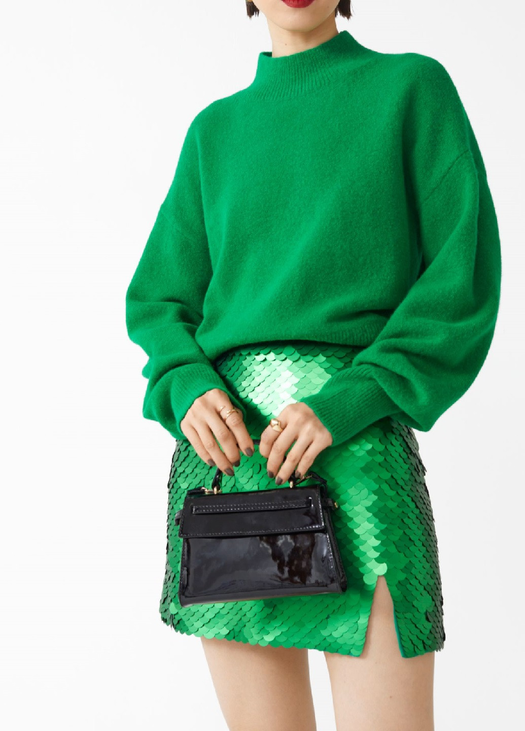 Зеленый демисезонный свитер с высоким воротом H&M