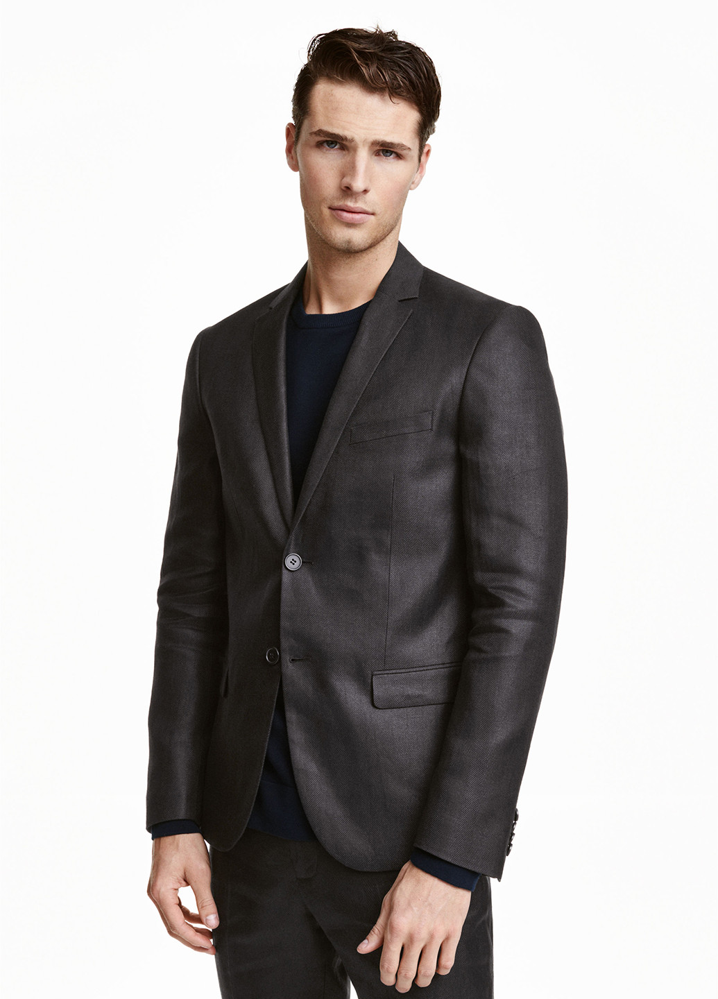 Піджак H&M з довгим рукавом меланж чорний кежуал