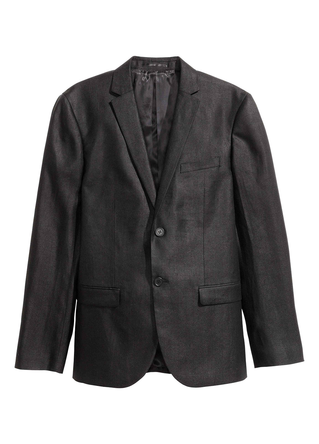 Пиджак H&M с длинным рукавом меланж чёрный кэжуал