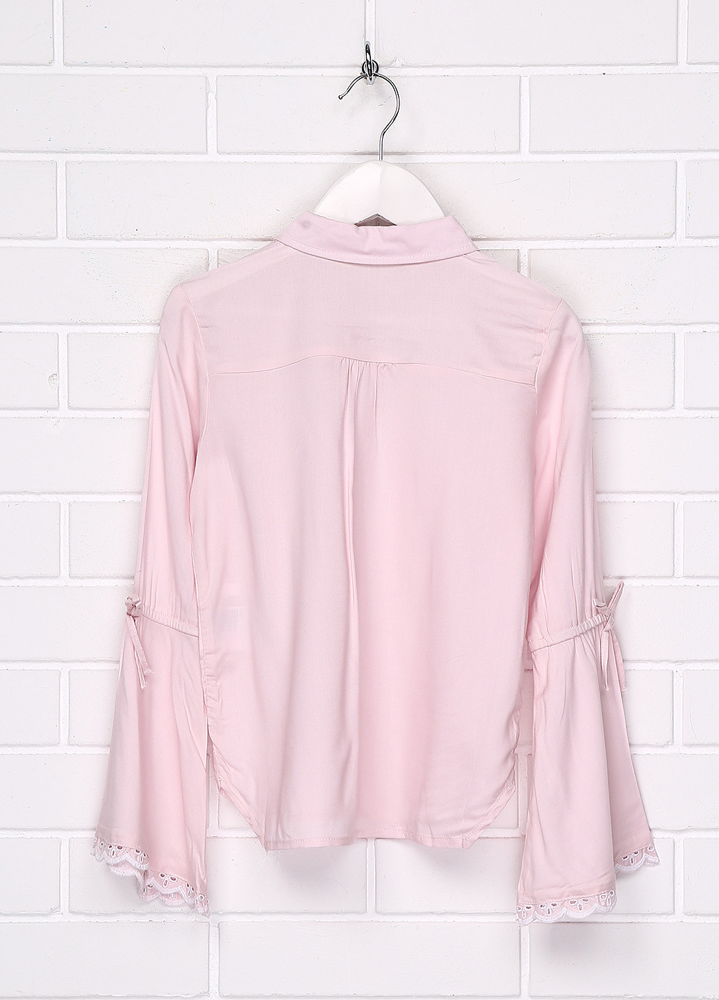 Розовая однотонная блузка с длинным рукавом H&M демисезонная