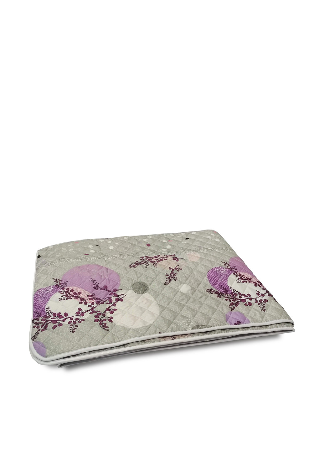 Одеяло-покрывало, 140х205 см Leleka-Textile квіткова світло-сіра