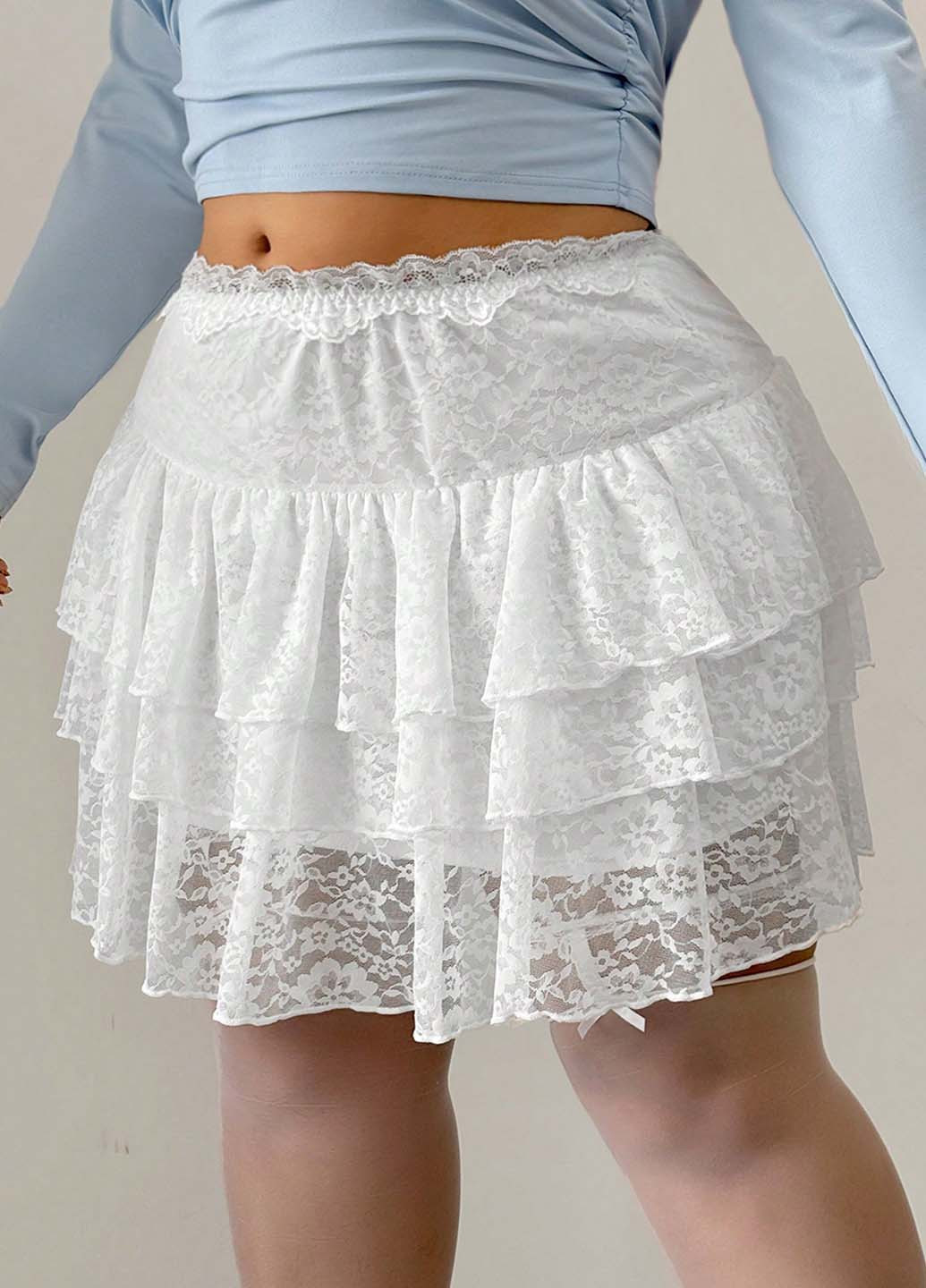 Белая коктейльный, кэжуал однотонная юбка SHEIN