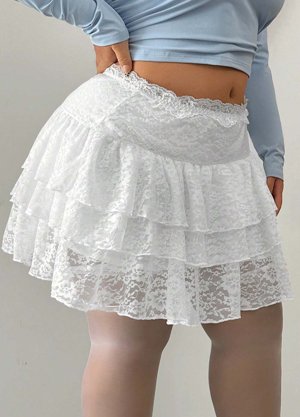 Белая коктейльный, кэжуал однотонная юбка SHEIN