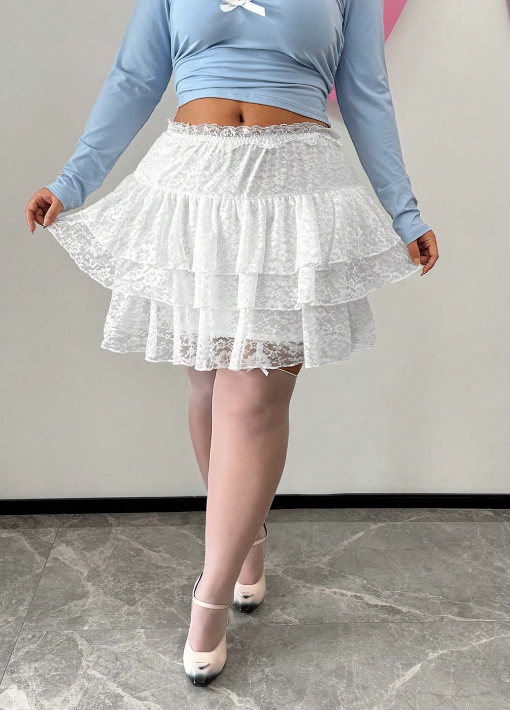 Белая коктейльный, кэжуал однотонная юбка SHEIN