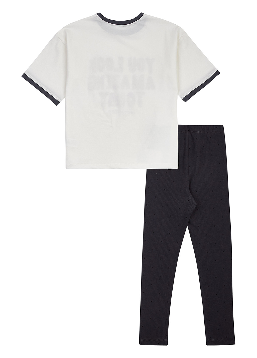 Молочний літній костюм (футболка, легінси) Flamingo