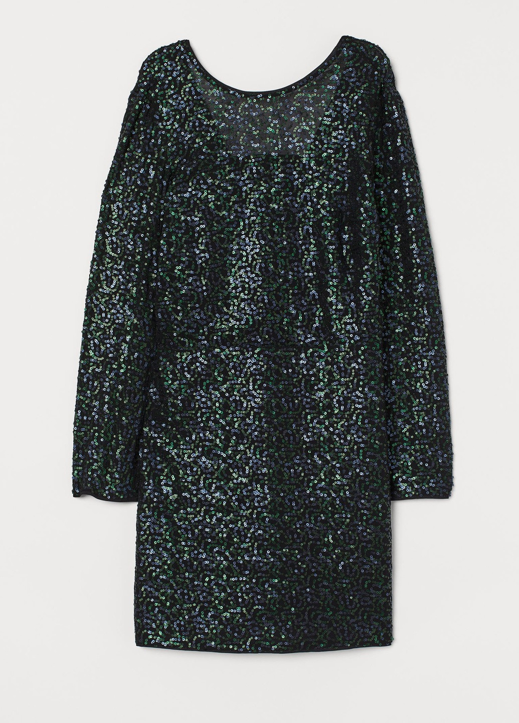 Темно-зеленое вечернее платье с пайетками H&M однотонное