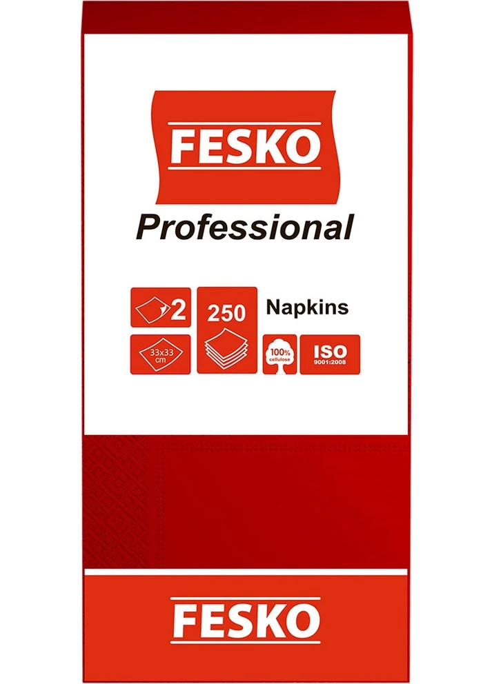 Упаковка серветок Fesko Professional 33х33 см 250 аркушів 2 шари червоний Ruta (248671062)
