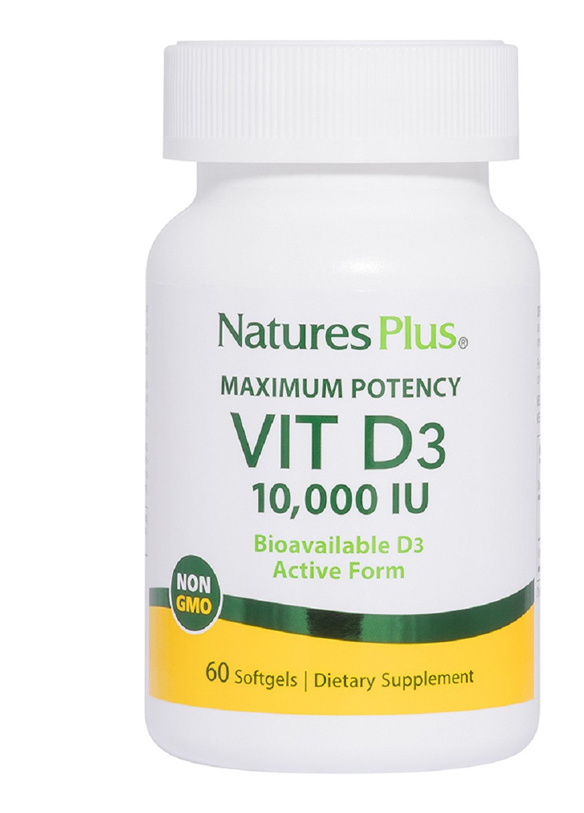 Витамин D3, 10 000 МЕ, Nature's Plus, 60 гелевых капсул Natures Plus (228293340)