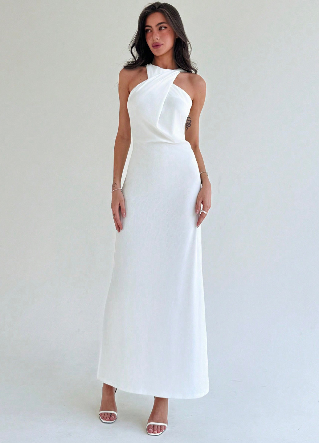Белое вечернее, кэжуал платье SHEIN однотонное