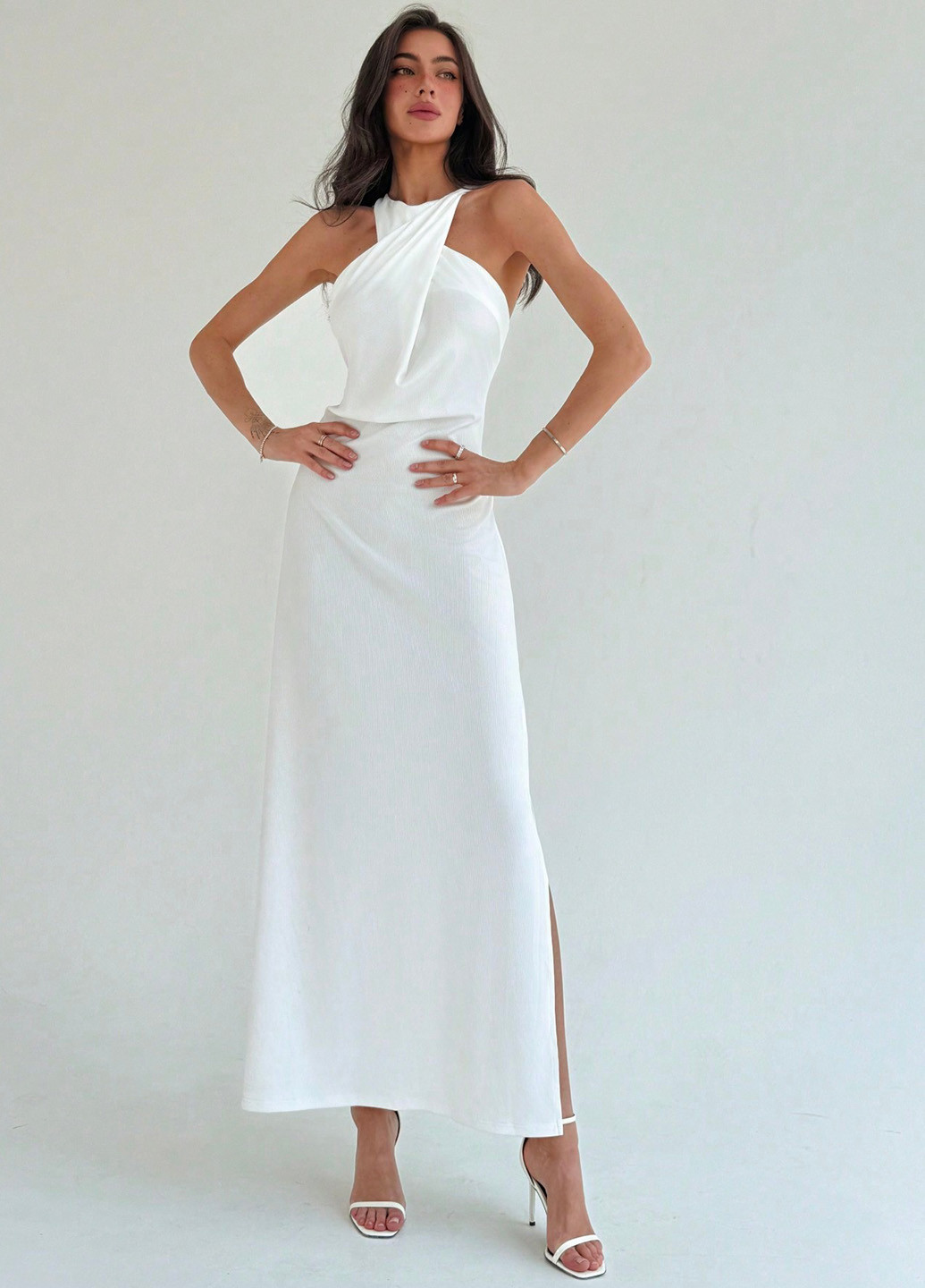 Белое вечернее, кэжуал платье SHEIN однотонное