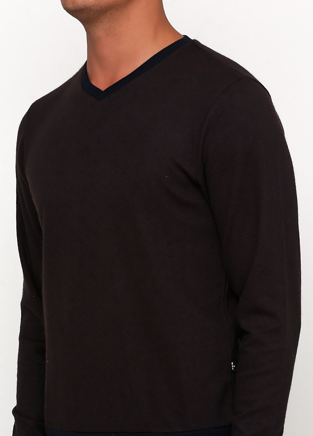 Пуловер MSY - Прямой крой геометрический темно-коричневый кэжуал - (139578110)
