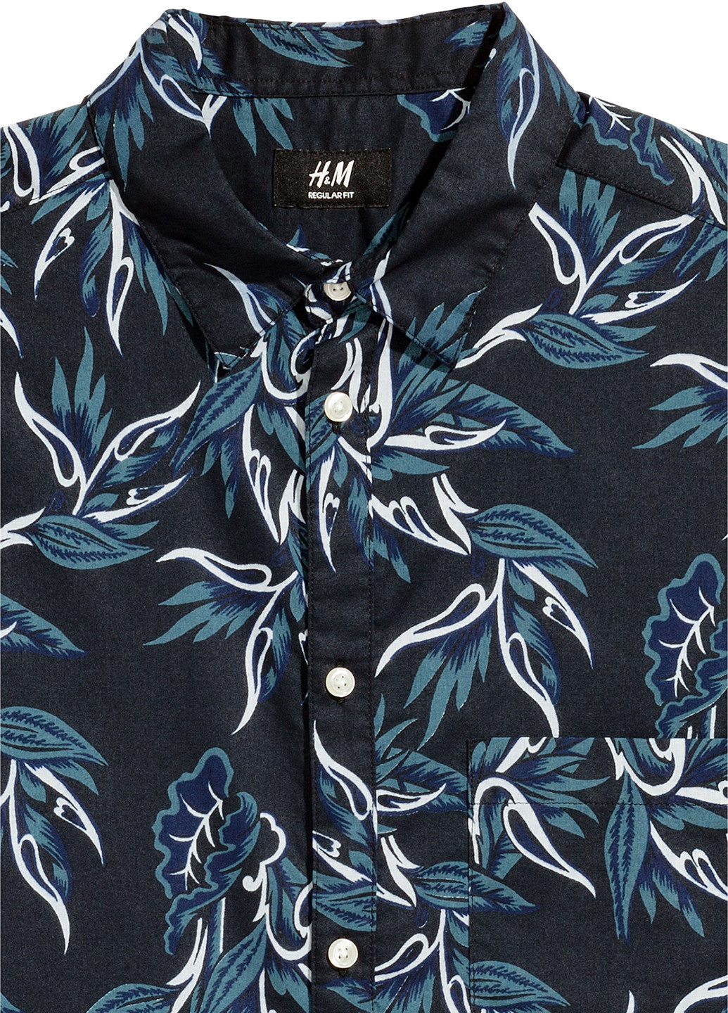 Синяя кэжуал рубашка с абстрактным узором H&M с длинным рукавом