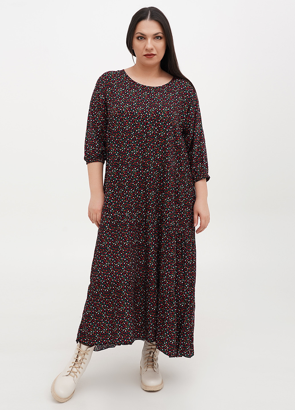 Черное кэжуал платье клеш Xuelixiang с цветочным принтом