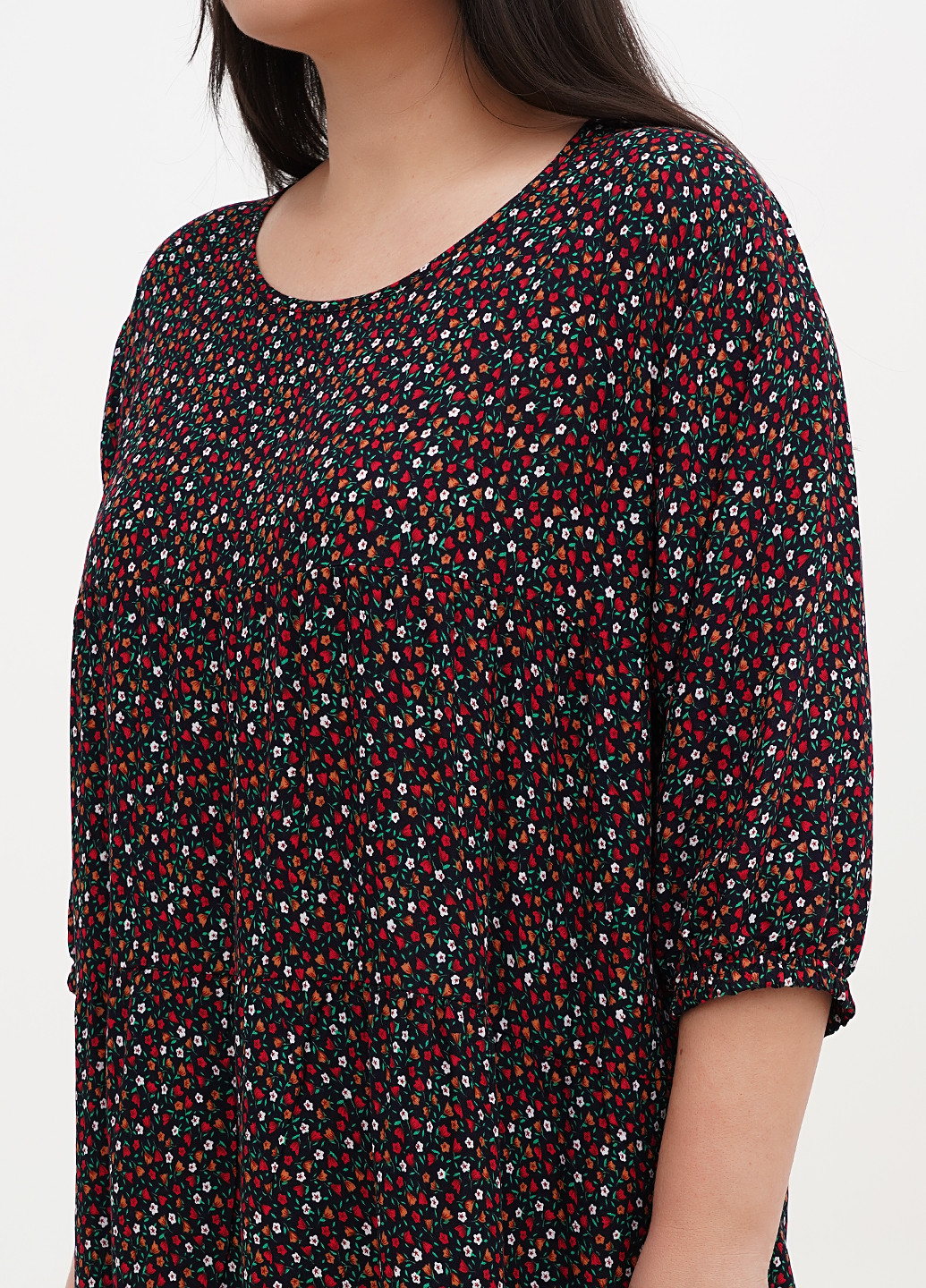 Черное кэжуал платье клеш Xuelixiang с цветочным принтом