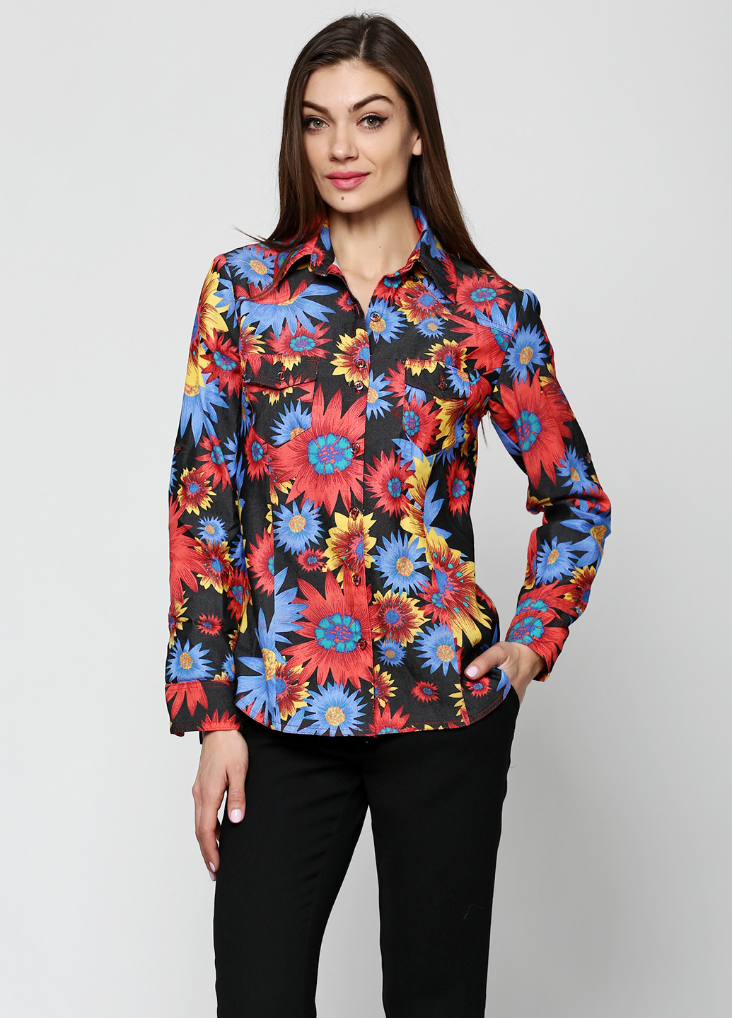 Черная кэжуал рубашка с цветами BonBon