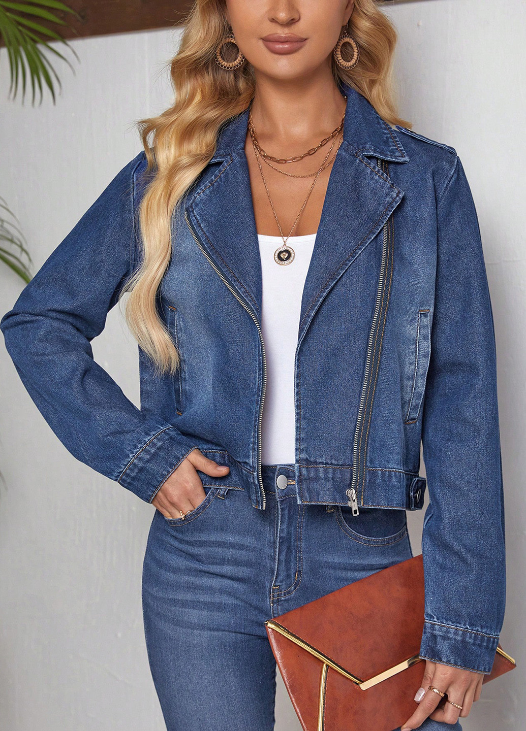 Синя демісезонна куртка косуха SHEIN