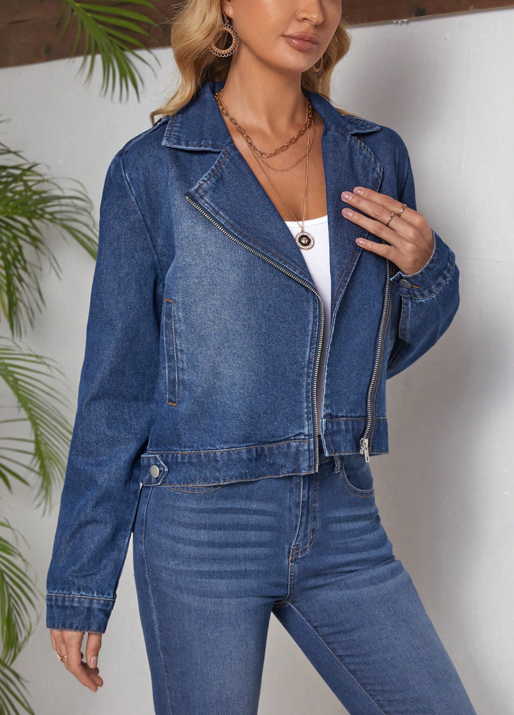 Синя демісезонна куртка косуха SHEIN