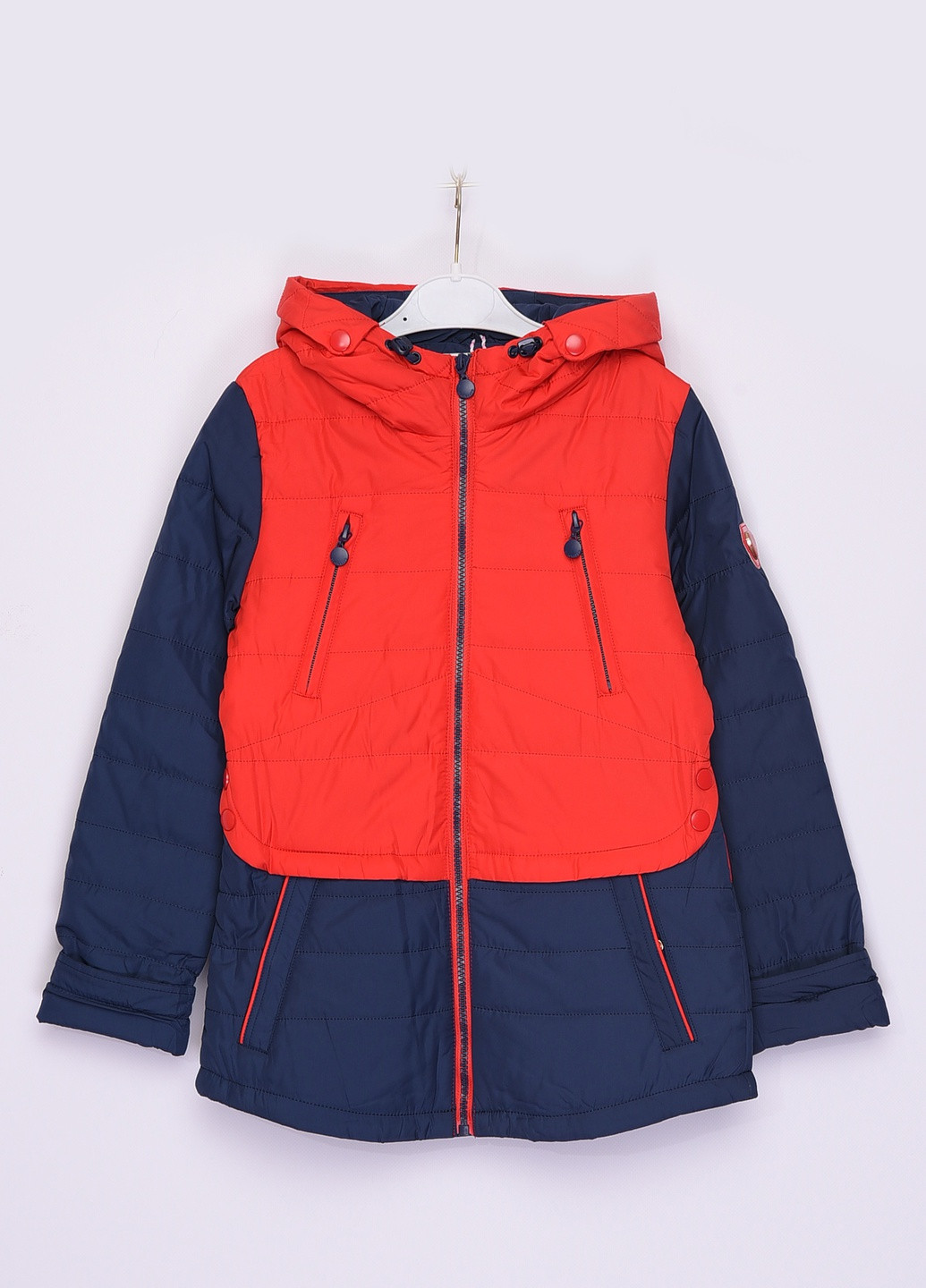 Червона демісезонна куртка дитяча демісезон красно - синя з капюшоном Let's Shop