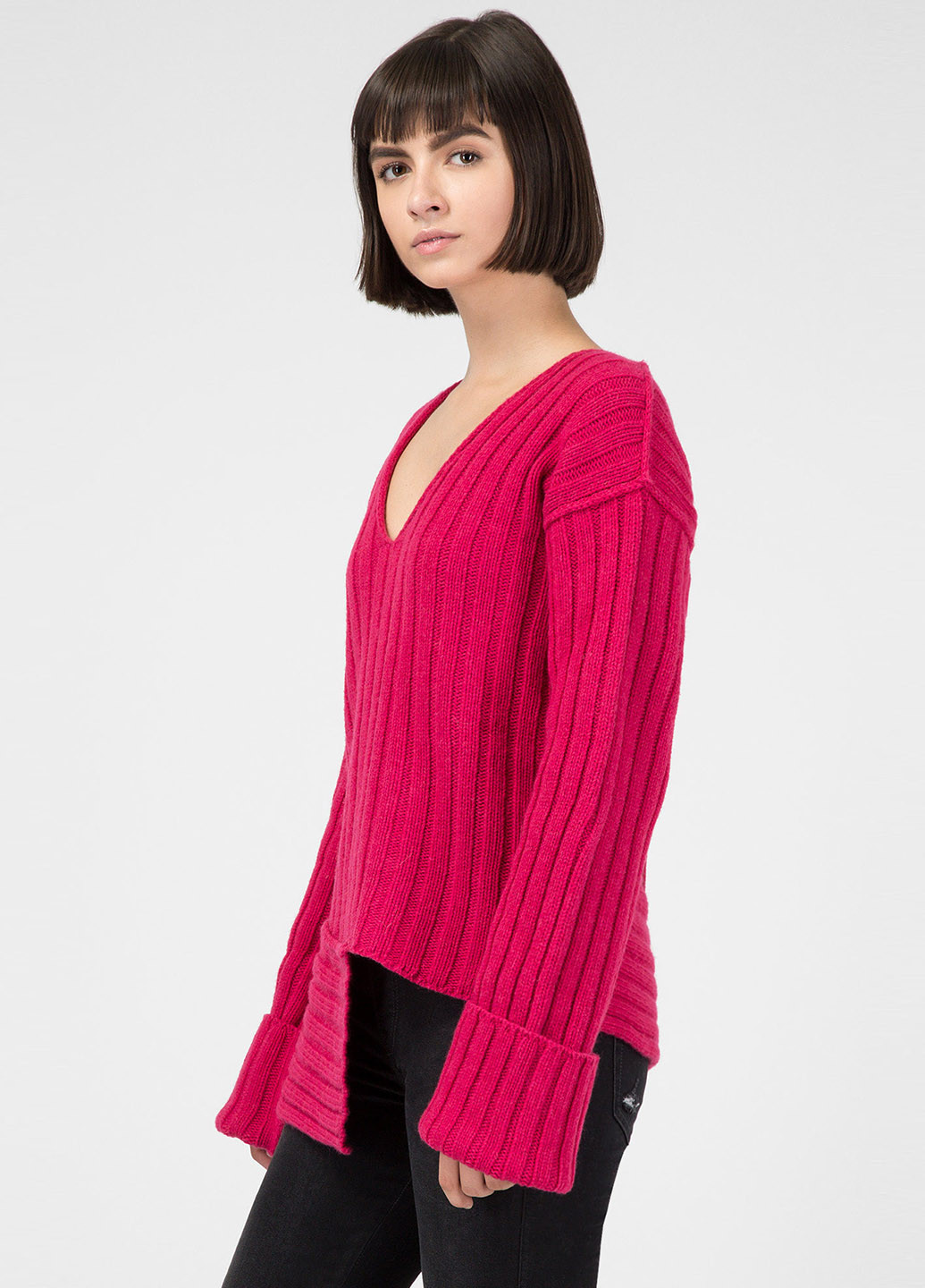 Фуксиновий (колору Фукія) демісезонний пуловер пуловер Diesel