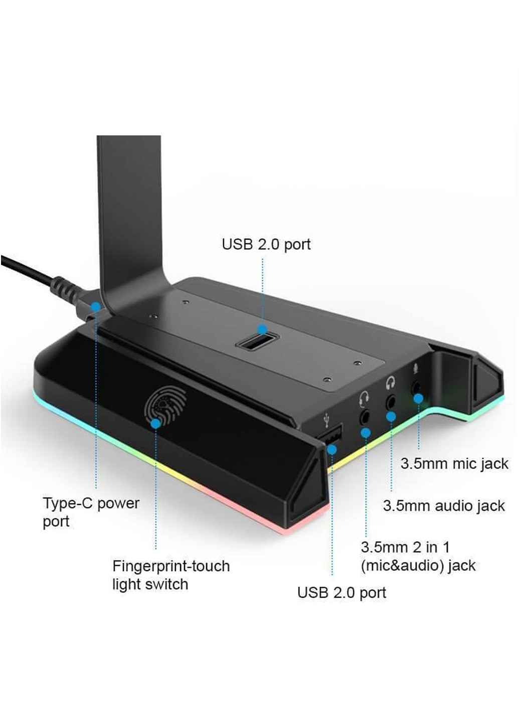 Подставка для наушников EKSA W1 с RGB подсветкой XO (254110246)