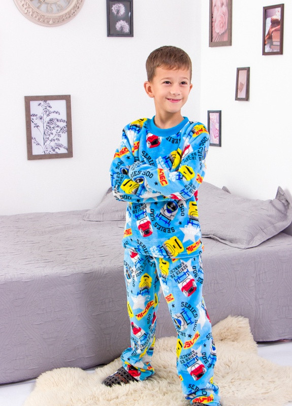 Голубая зимняя пижама для мальчика (p-8670) Носи своє