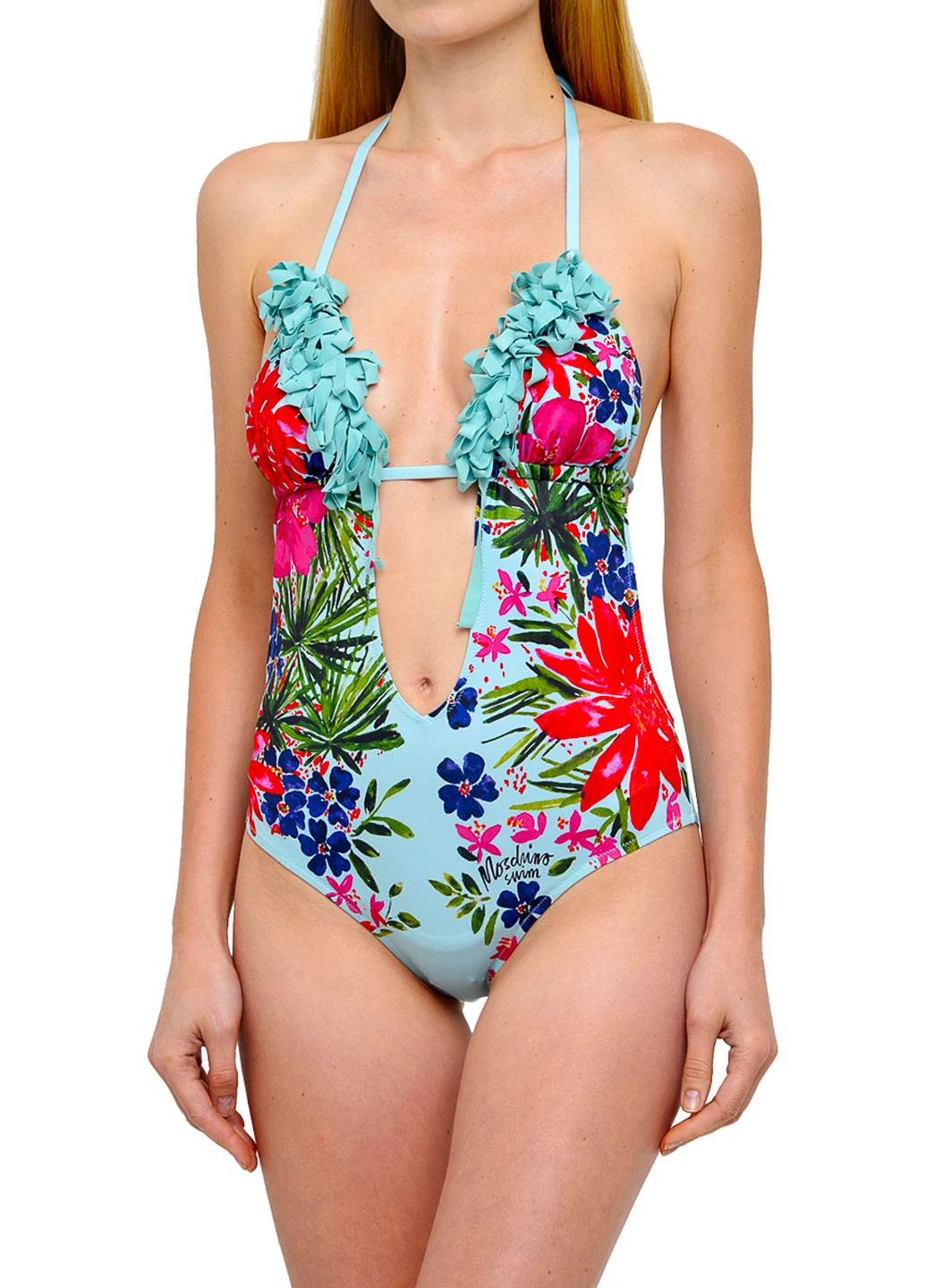 Голубой летний купальник Moschino