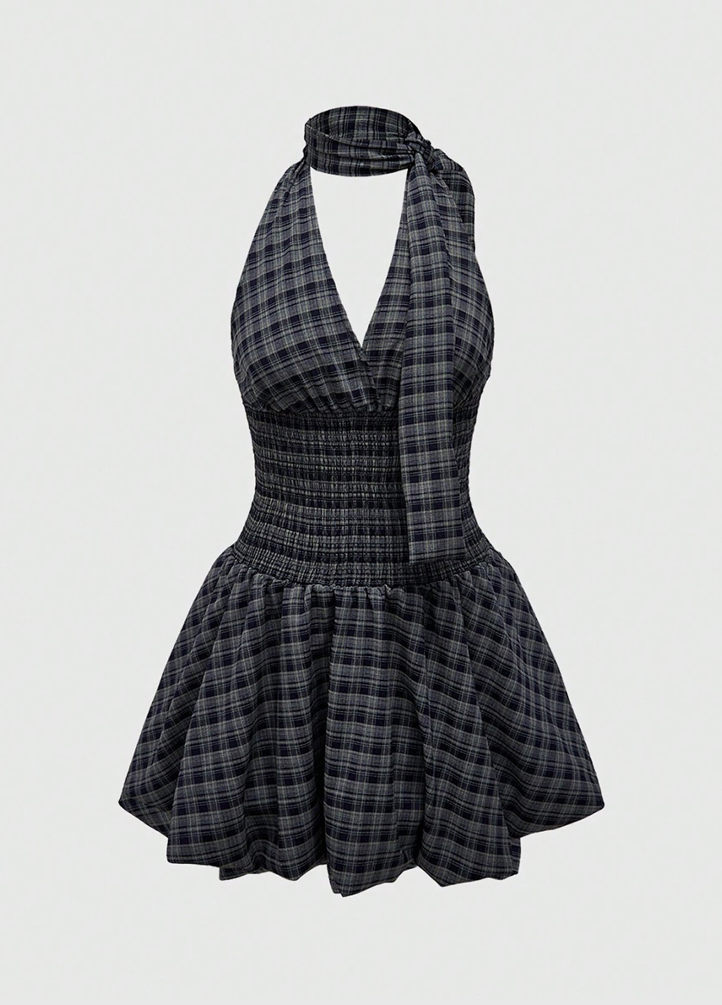 Темно-сіра кежуал сукня кльош SHEIN в клітинку