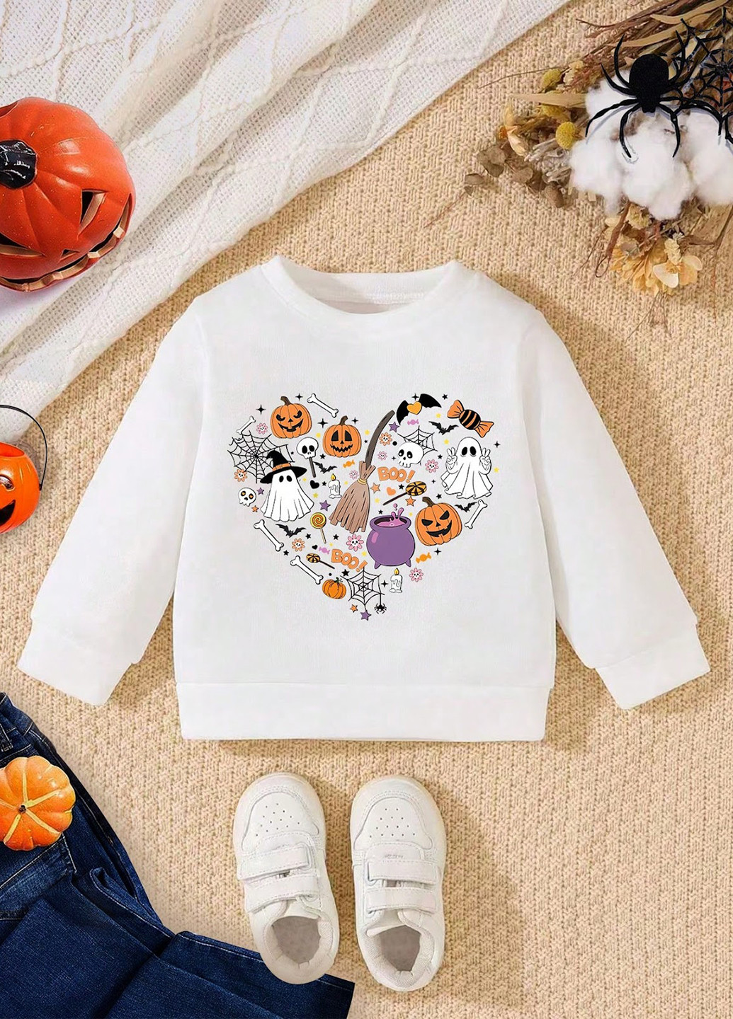 SHEIN світшот малюнок білий кежуал поліестер