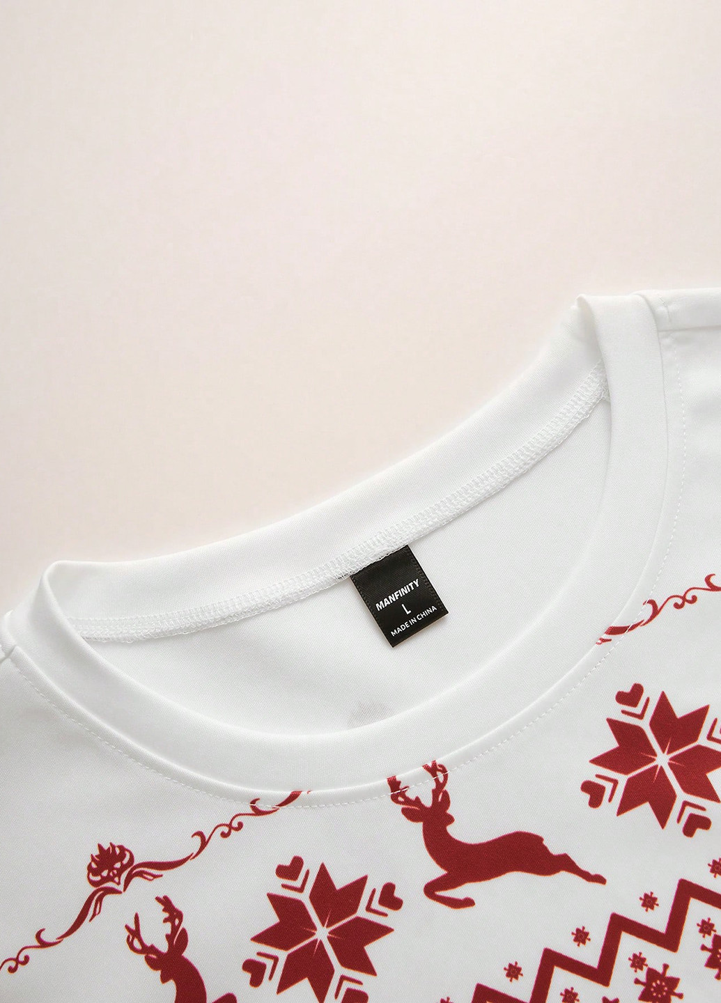 Белый демисезонный кэжуал лонгслив SHEIN новогодний