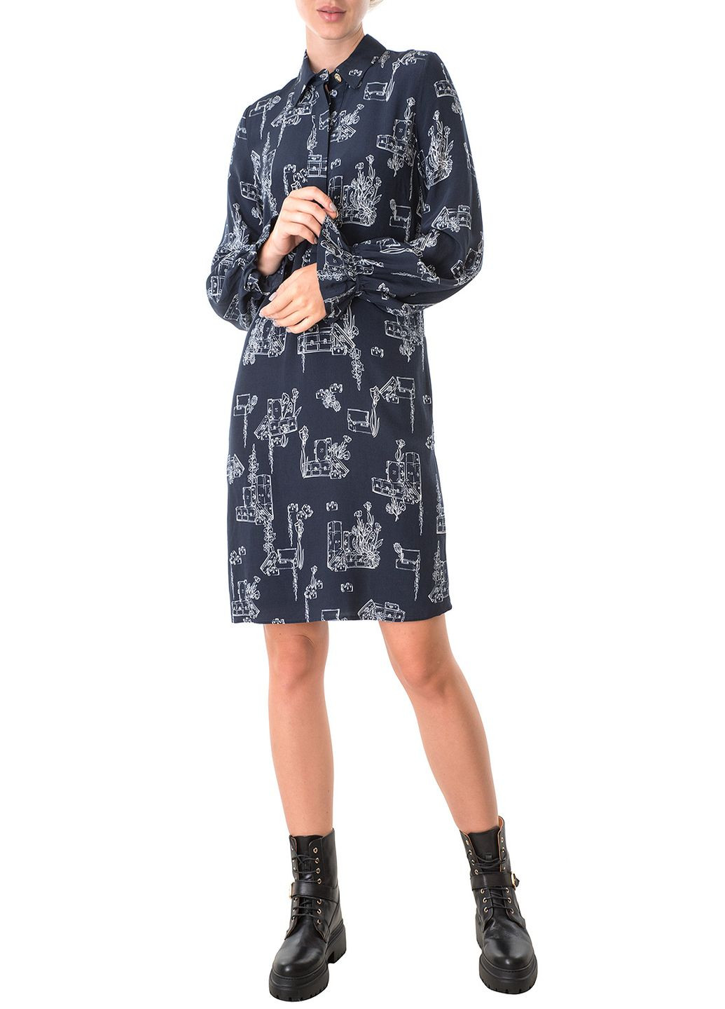 Синя кежуал сукня Trussardi Jeans з абстрактним візерунком