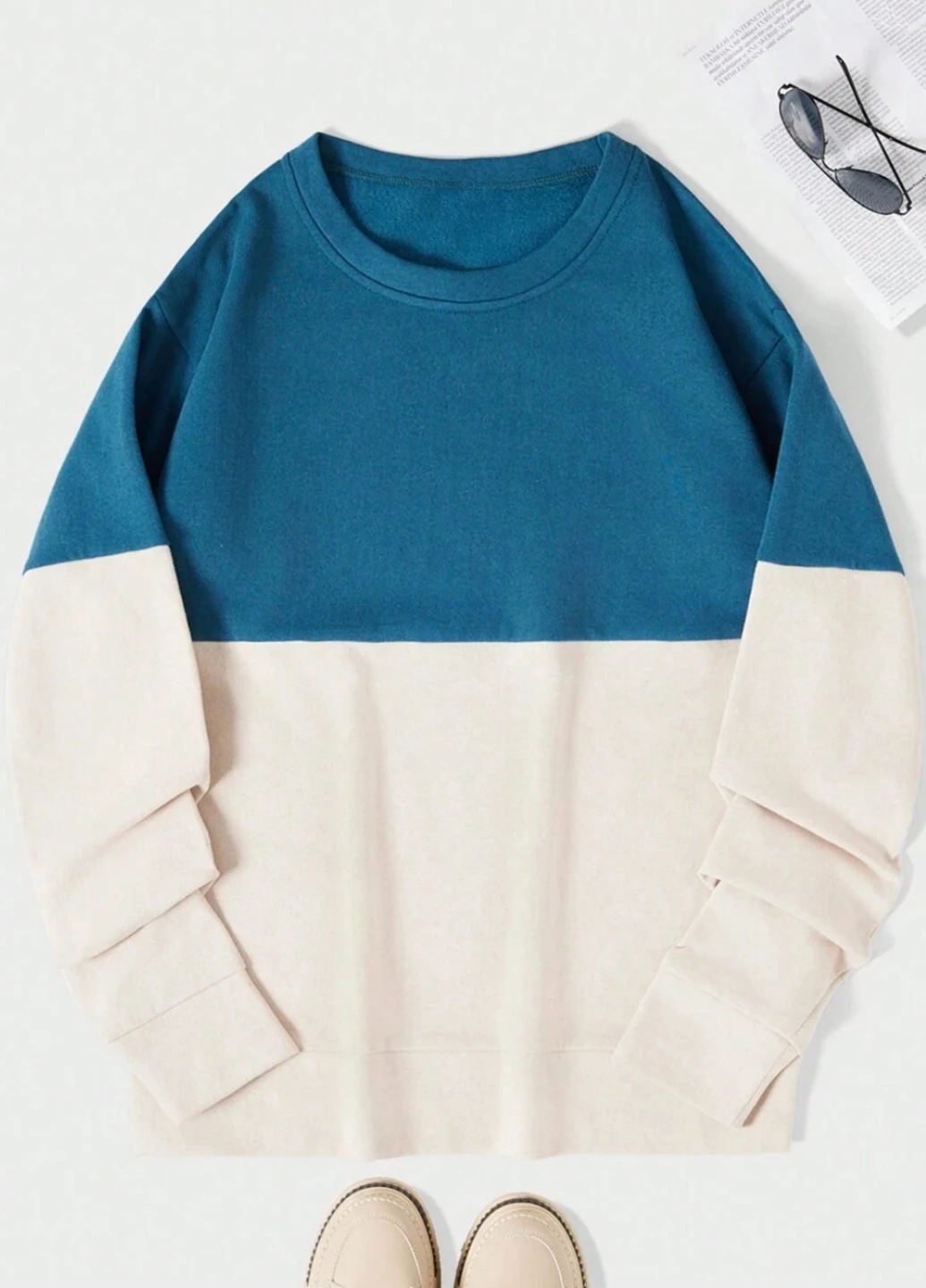 Комбінований світшот SHEIN колор блок без декору (308796963)