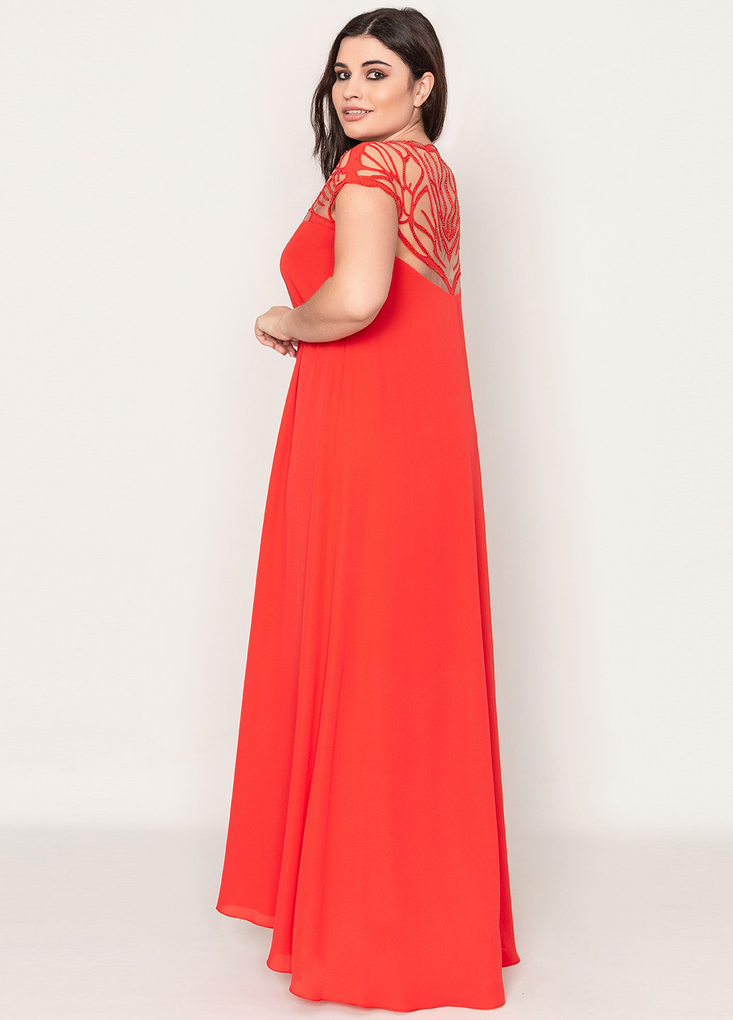 Червона вечірня сукня а-силует Seam з абстрактним візерунком