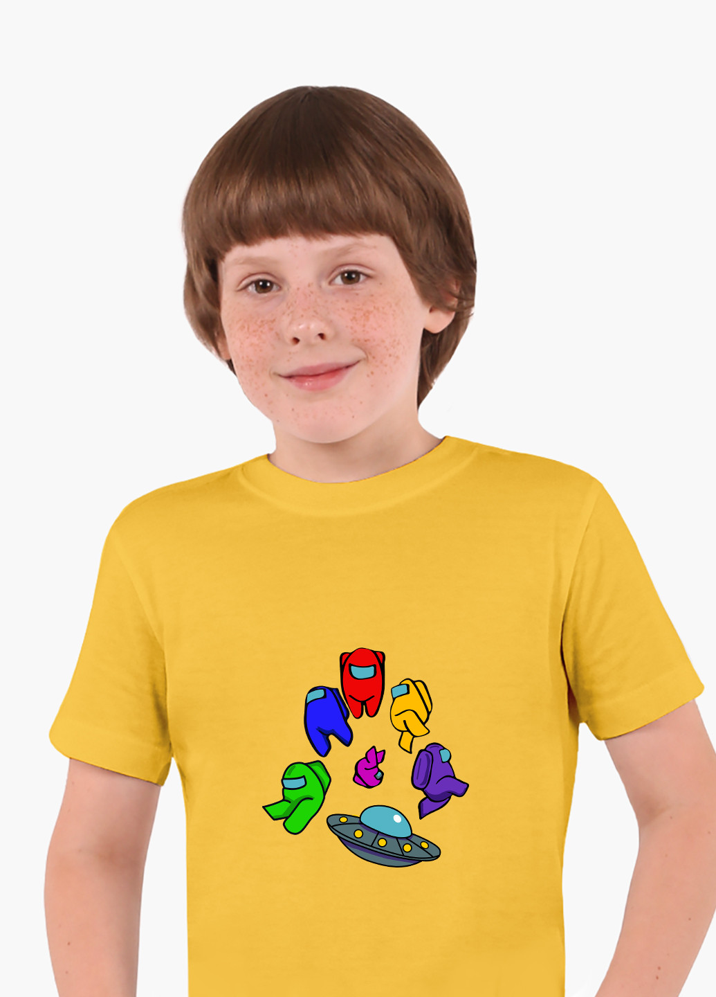 Желтая демисезонная футболка детская амонг ас (among us)(9224-2585) MobiPrint