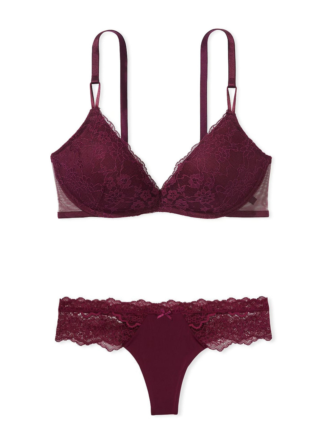 Бордовий демісезонний комплект (бюстгальтер, трусики) Victoria's Secret