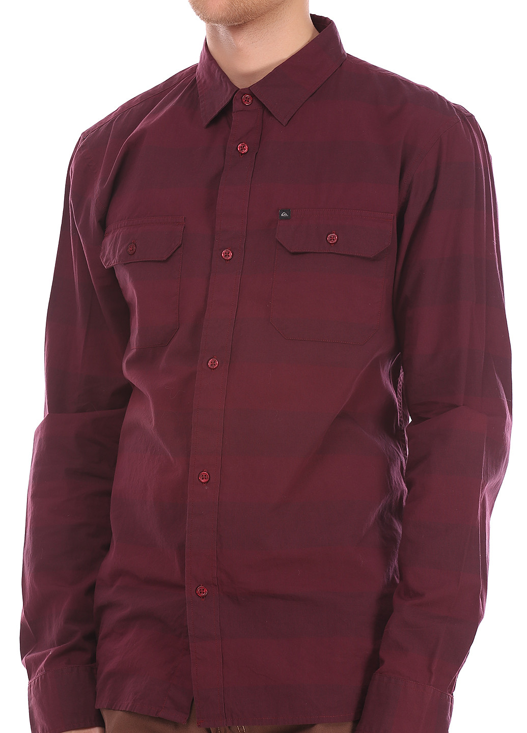 Бордовая кэжуал рубашка в полоску Quiksilver с длинным рукавом