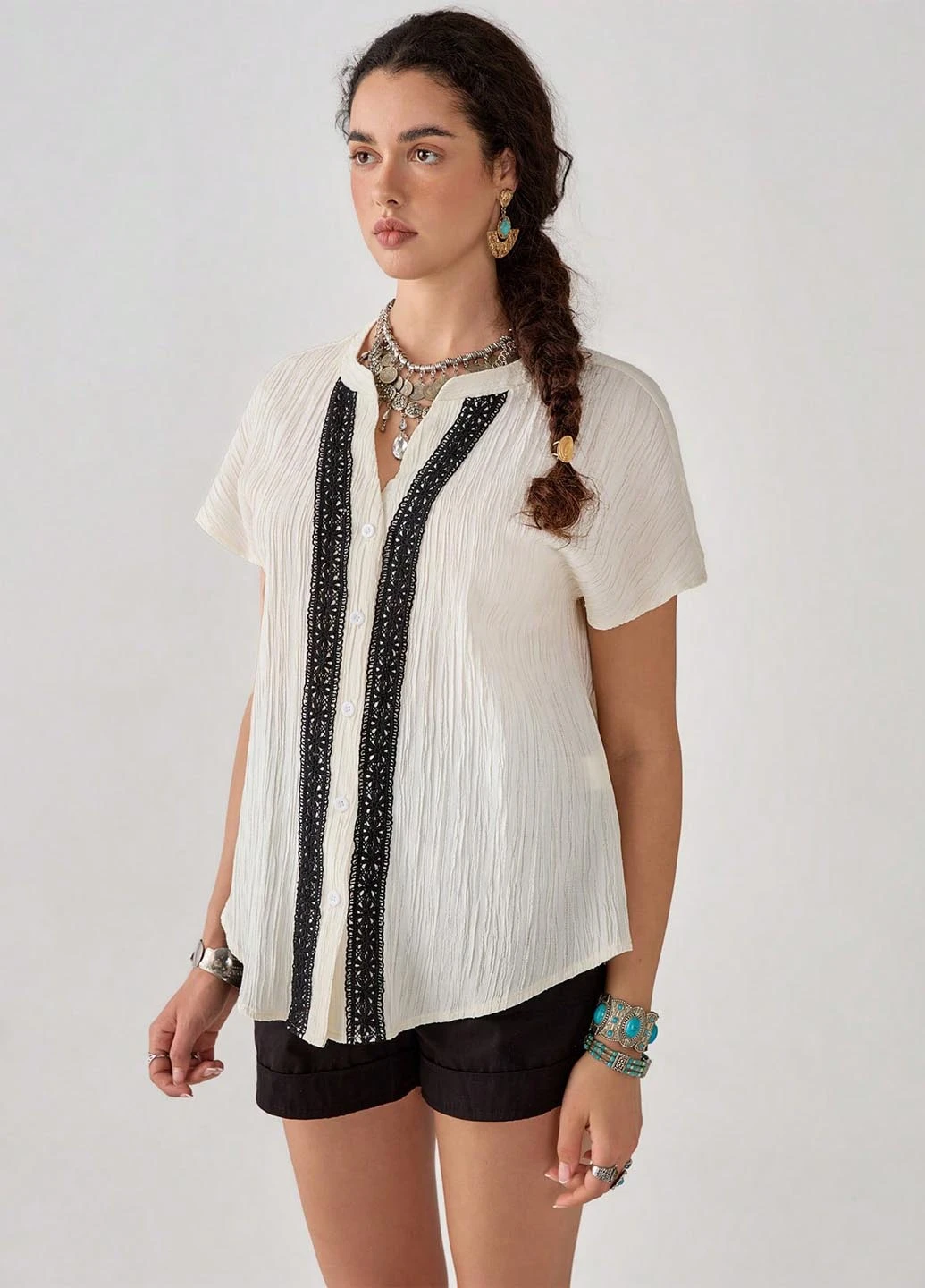 Кремовая блуза SHEIN