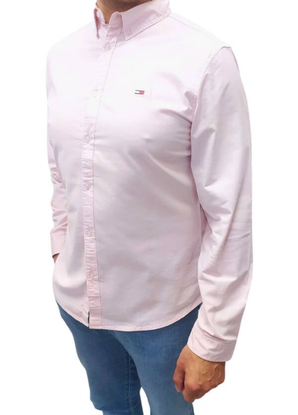 Розовая кэжуал рубашка однотонная Tommy Hilfiger