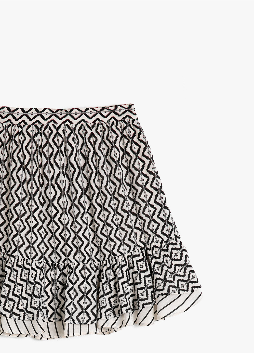 Черно-белая кэжуал с геометрическим узором юбка KOTON клешированная