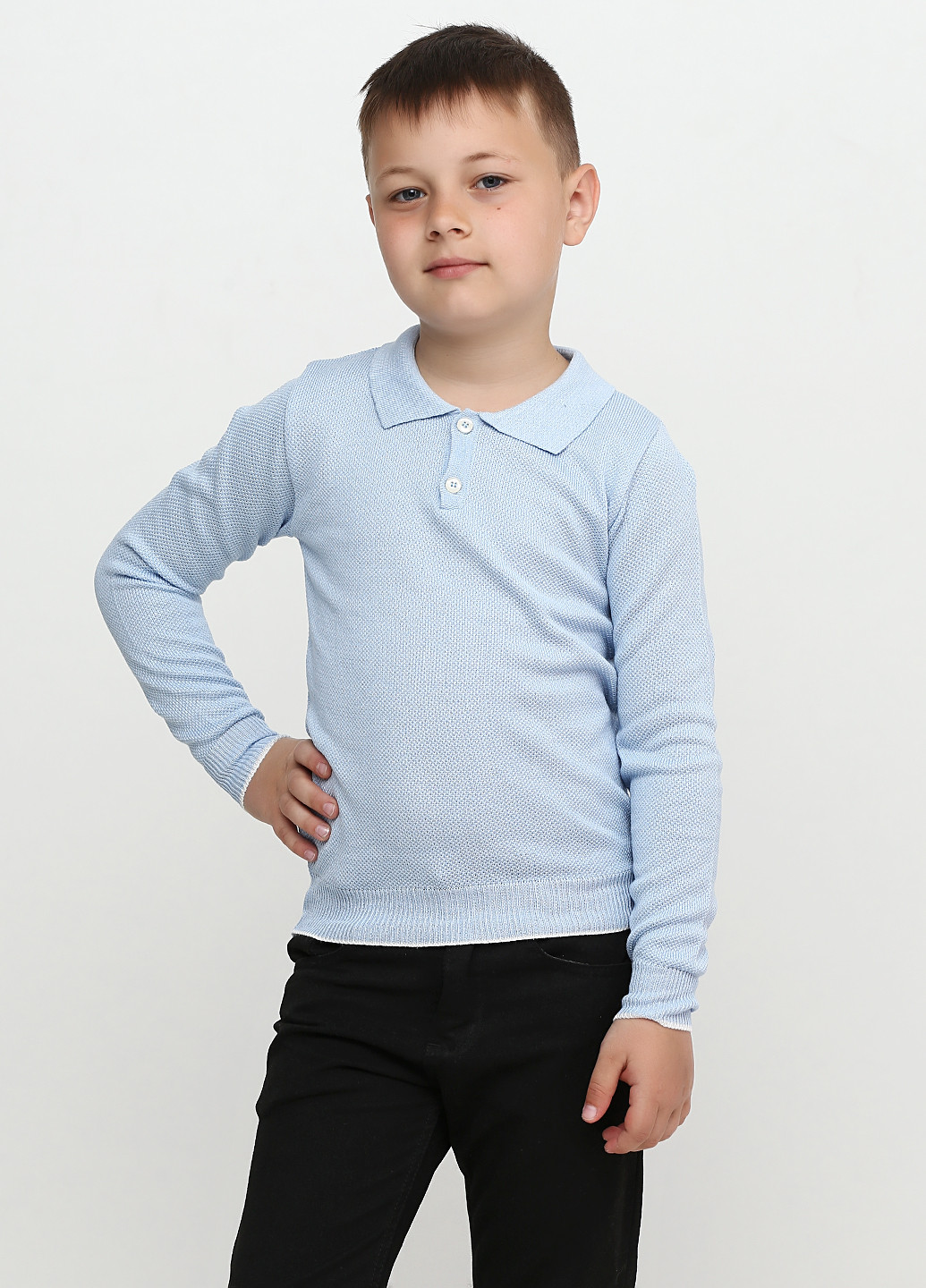Голубой детская футболка-поло для мальчика Top Hat Kids однотонная