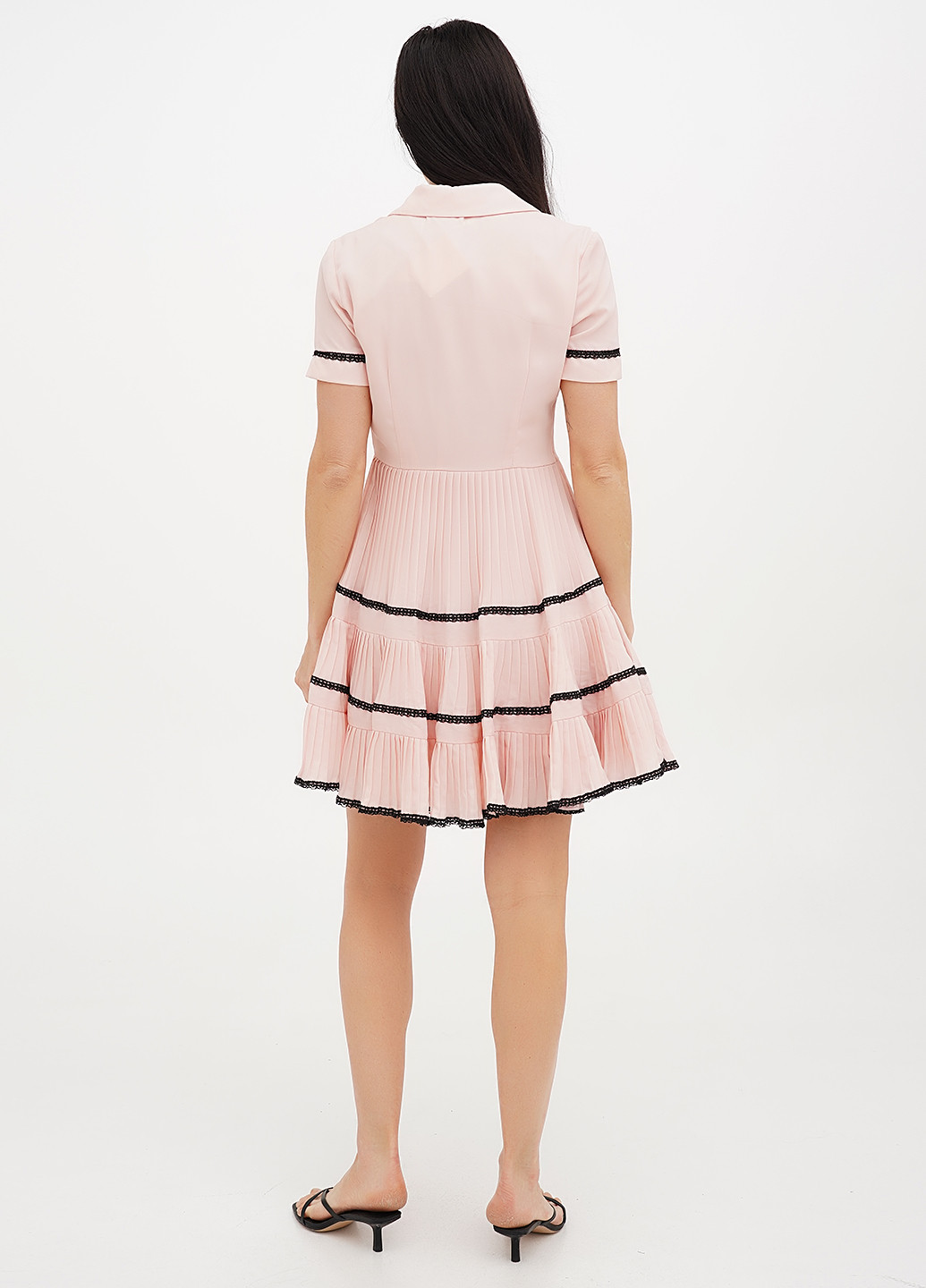 Пудрова кежуал сукня плісована, з спідницею-сонце Vicolo однотонна