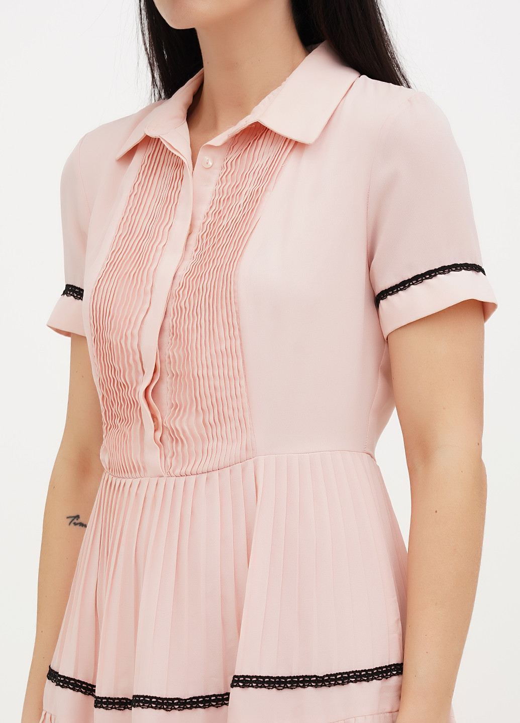 Пудрова кежуал сукня плісована, з спідницею-сонце Vicolo однотонна