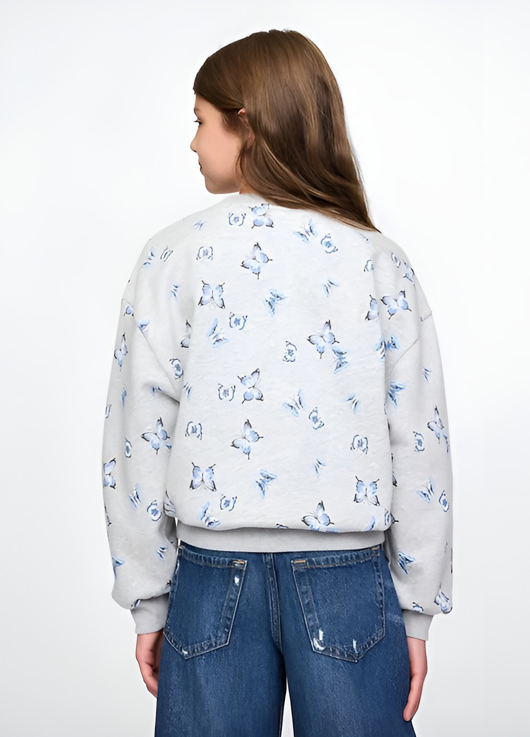 Gap свитшот бабочки серый кэжуал флис, хлопок